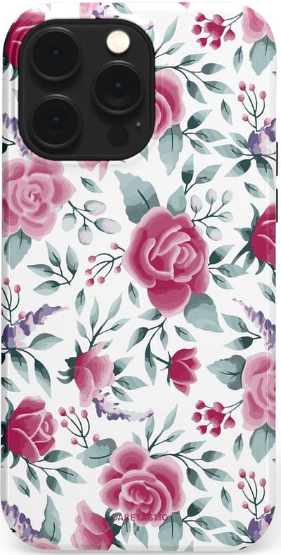 Casetastic Hoesje Geschikt voor Apple iPhone 14 Pro Max Magsafe - Stijlvolle Beschermende Duo-layer Case - Paarse Bloem Pracht