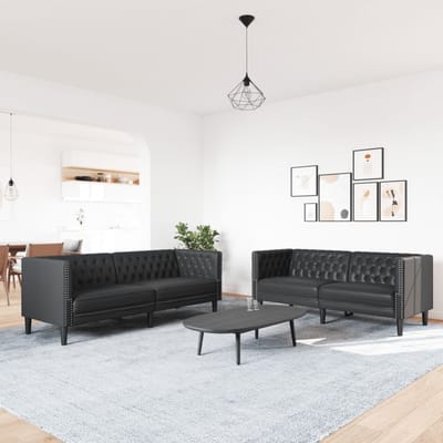 vidaXL - 2-delige - Loungeset - Chesterfield-stijl - kunstleer - zwart
