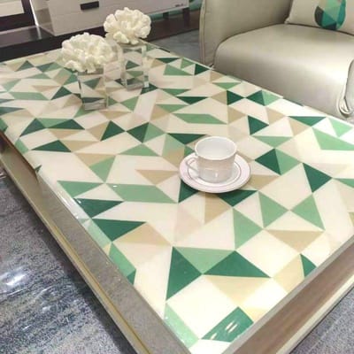 Waterdichte mat PVC kunststof salontafelmat Oliebestendig Anti-verbranding Geen wasbeurt tafelmat Tafelkleed Kristallen plaat TV-kast Transparante mat 60*60cm