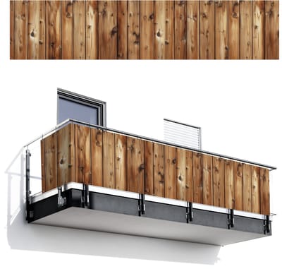Balkonscherm 500x110 cm - Balkonposter Hout - Planken - Bruin - Balkon scherm decoratie - Balkonschermen - Balkondoek zonnescherm
