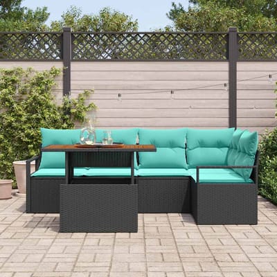 vidaXL - Tuinbank - Set - 6 - st - 5-Aantal - zitplaatsen - Zwart - en - Teal