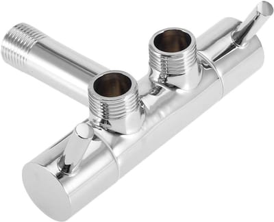 Dubbele Controleklep T-Ventiel Verdeler voor Bidet en Toilet met G1/2 inch Draad, Chroom Afwerking en Stroomregeling