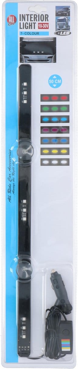 All Ride Auto Interieur Verlichting 12V/24V - LED Strip Auto en Vrachtwagen - Sfeerverlichting in 7 Kleuren - Auto Accessories - 50cm