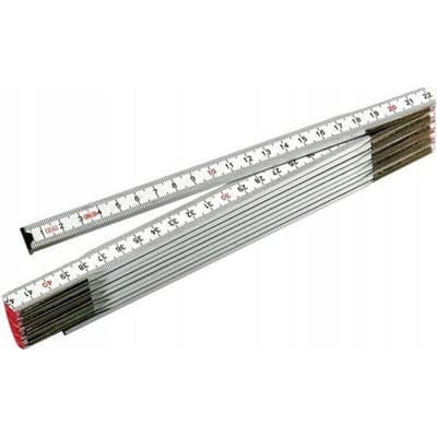 Stalco - Houten Vouwmeter - 1m - Wit - Sterk En Flexibel