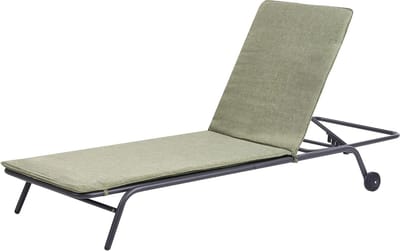 Tuin ligstoel - Verstelbare stoel - Ontspannen buiten - Wielen voor verplaatsing - 75x168 cm - Groen