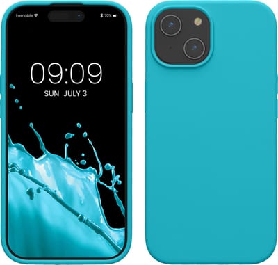 kwmobile Case voor iPhone 15 - Slank TPU-Hoesje met Zachte Afwerking - In ijsblauw