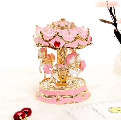 Draaimolen Muziekdoos - Roze, LED Verlichting, Batterij, - Romantische Decoratie & Cadeau