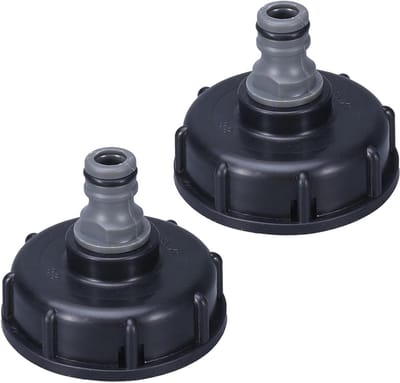 Tepelverbinding voor IBC 1000 liter regenton, slangadapter 1/2 inch, zwart, set van 2.