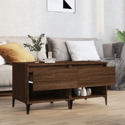 vidaXL - Bijzettafels - 2 - st - 50x46x50 - cm - bewerkt - hout - bruin - eikenkleur