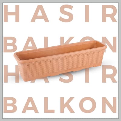1+1 Rieten bloembak 12L terra cotta kleur kunststof 54x20x18 met drainage bloempot plantenbak