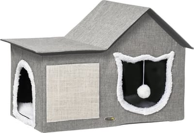 Kattenhuis - Kattenhok - Kattenspeeltjes - 65 cm x 41 cm x 45,5H cm
