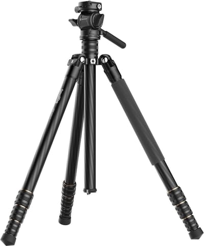 Travel Video Statief Kit van Carbon Fiber, 61.8" Camera Tripod Monopod met Pan Tilt Hoofd, Arca Compatibel, 360° Rotatie, 90°/-70° Kanteling, Max Laadvermogen 3kg, Ideaal voor Videografie en Fotografie
