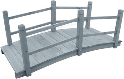 Tuinbrug - Decoratieve brug - Tuin Aankleden - Dubbele leuning ontwerp - 140 cm lang - Grijs