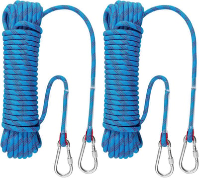 Duurzaam 20M Kledinglijn Touw met Haken, 10mm Stalen Kern voor Buiten, Tuin en Kamperen
