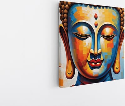 Saammp Canvas Schilderij - Boeddha - Abstract - 60x60 - Foto op canvas - Wanddecoratie - Muurdecoratie Woonkamer - Slaapkamer decoratie - Canvas Print