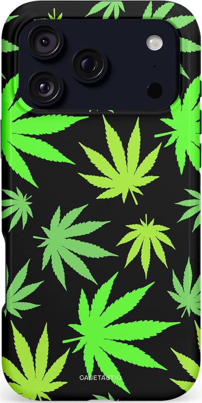 Casetastic hoesje geschikt voor Apple iPhone 17 Pro Max - MagSafe - Dubbellaagse bescherming - Cannabis - Fashion Case - Zwart Groen