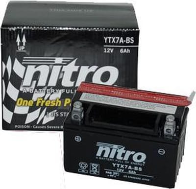 Accu Nitro YTX7A-BS onderhouds vrij GY-6 China 4-Takt