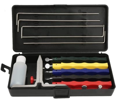 Dailygoods- Messenslijper Professionele Keuken - Slijpsteenset - Wetsteen - Draagbare Opbergdoos - Vier Slijphoeken - Duurzaam Ontwerp - Slijpsteen