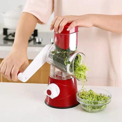 NIEUWE Groentesnijder & Schijfjesmaker Handmatig Keuken Kaas Hakmachine Met 3 Scherpe Trommels Multifunctionele Knoflook Aardappel Rasp beige