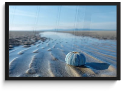 Poster in lijst - Fotolijst 60x40 cm - Posters - Strand - Schild - Water - Blauw - Posterlijst zwart - Decoratie - Wanddecoratie woonkamer - Muurdecoratie slaapkamer