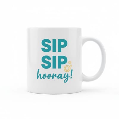Sip Sip Hooray Mok – Vrolijke Feest Quote Koffiemok – 330 ml Keramische Mok
