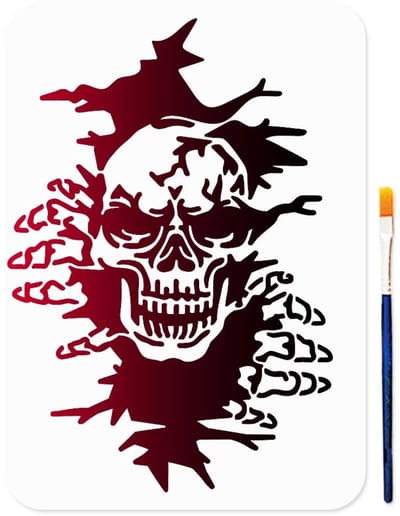 Dailygoods- Sjabloon Gebarsten Schedel 29,7x21cm - Sjablonen Halloween - Sjablonen Schilderen - Sjablonen Hobby Volwassenen - Kunststof - Herbruikbaar - Stencil