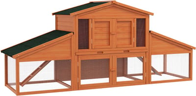 PawHut Konijnenhok - Hout - 225x70x100cm - Oranje