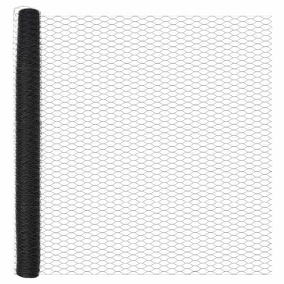 vidaXL - zeshoekig - gaasgek - met - palen - 10 - x - 1,6 - m - PVC-Coated - Staal - Grijs