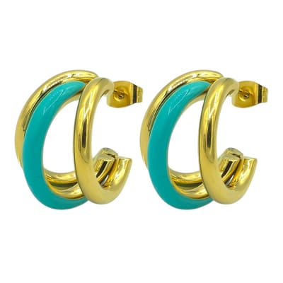 Chunky oorbellen groene emaille – Dames oorstekers (30x16mm)