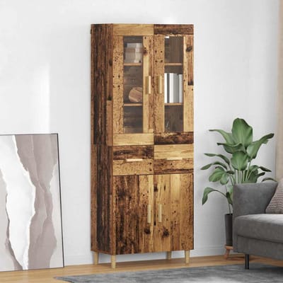 vidaXL - Highboard - Oud - Hout - 69,5 - x - 34 - x - 180 - cm - Bewerkt - hout