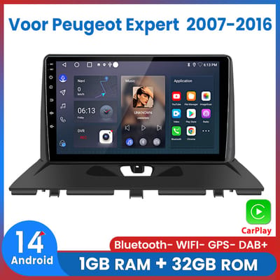 Awesafe Autoradio - Geschikt Voor Peugeot Expert 2007 t/m 2016 - Apple Carplay & Android Auto (Draadloos) - Android 14.0 - 1+32GB - Touchscreen - GPS Navigatiesysteem - 2007 2008 2009 2010 2011 2012 2013 2014 2015 2016
