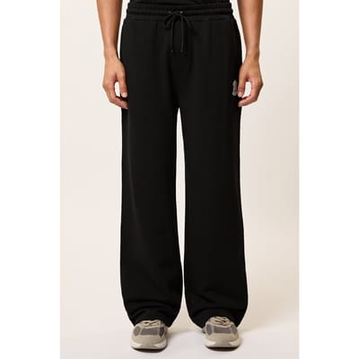 Reiss Drawstring Wide Leg Motif Joggers Black Size: S | Sweatpants Outlet | Heren | Zwart