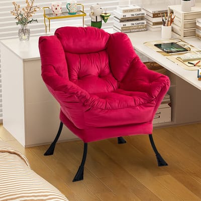 Fauteuil - Relaxstoel Met Armleuningen - Zachte Leesstoel Met Afneembare Bekleding - Voor Woonkamer En Balkon - Velvet Baksteenrood