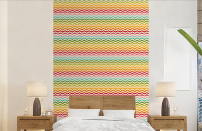 Behang - Fotobehang Patroon - Regenboog - Retro - Breedte 140 cm x hoogte 220 cm