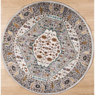 Muratap Picasso bellagio rond vintage vloerkleed multi / creme laagpolig- 300 cm
