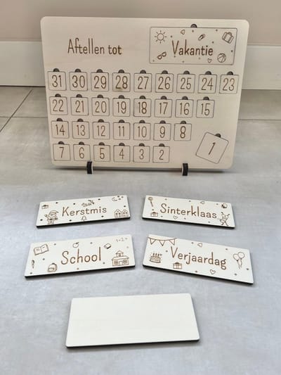 Aftelkalender - Houten aftelkalender - Hout - Kalender - Aftellen - Feestdagen