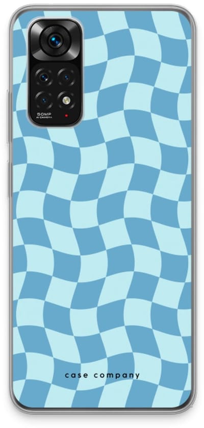 Case Company® - Hoesje geschikt voor Xiaomi Redmi Note 11 hoesje - Grid Blauw - Soft Cover Telefoonhoesje - Bescherming aan alle Kanten en Schermrand