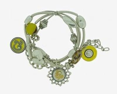 Behave - elastische armband met bedels - zomerse kleuraccenten
