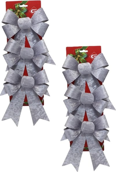 Gerimport Kerst ornamenten strikken - 6x st - zilver - 15 x 24 cm - kerstboomstrikjes