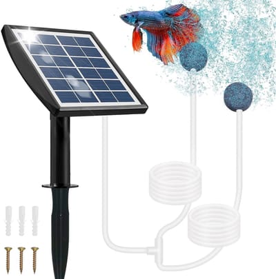 2-in-1 Zonnepaneel en Beluchter - Vijverbeluchter op Zonne-energie - 6V 2W - 18650 mAh - Geschikt voor Aquariums, Tuinaquariums, Buitenzwembaden en Vijvers