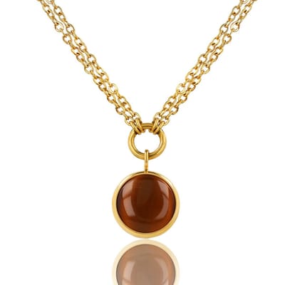 My Bendel - Dubbele Ketting met Ronde Edelsteen • Tiger Eye - met Luxe Cadeauverpakking | Sieraden Voor Dames
