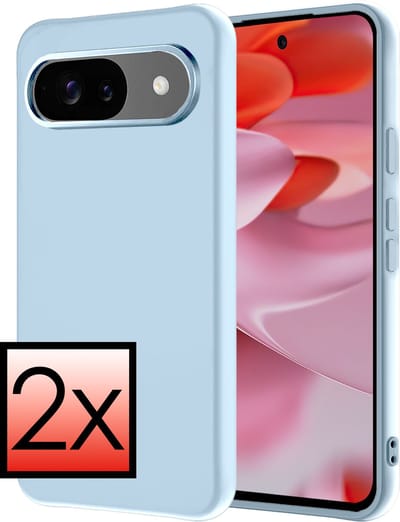 Hoesje - 2 Stuks - Geschikt voor Google Pixel 10 - Sterk & Shockproof - Case Siliconen - Back Cover - Telefoon Hoes - Lichtblauw