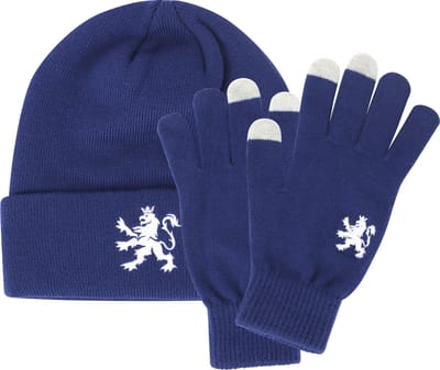 O.Leo - Muts en Handschoenen set - Blauw - Touchscreen - Dames & Heren - Ademend materiaal - 100% acryl - Maat S/M