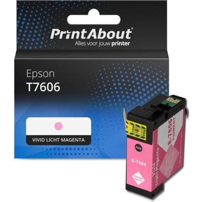 PrintAbout Inktcartridge T7606 Vivid licht magenta geschikt voor Epson