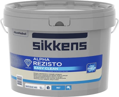 Sikkens Alpha Rezisto Easy Clean - Wit- Muurverf - Dekkend - Binnen - Mat - 5 Liter