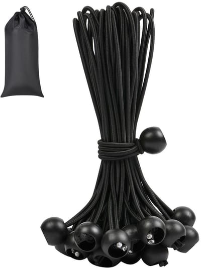 Set van 25 Elastische Touwen met Ballen 20 cm - Duurzame Rubberbanden voor Zeilen, Tent en Campinggebruik