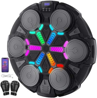 Boxing Machine - Boksmachine - Muzikale Boxmachine - Muurmontage met Handschoenen, 3 Modi, Instelbare Snelheid, Thuis Training voor Kinderen en Volwassenen