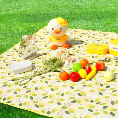 Opvouwbare picknickdeken 150x200 cm, waterdicht en zandbestendig, voor strand en camping (groene bladeren)