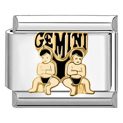 Quiges - Schakel - Bedel - 9mm - charms - Horoscoop Tweelingen - Geschikt voor - armband - Schakelarmband - italy bedels armband