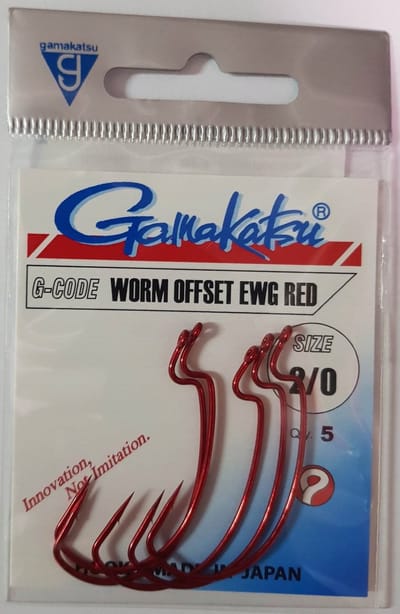 Gamakatsu Worm Offset EWG Haak 2/0 Rood - 5 Stuks
